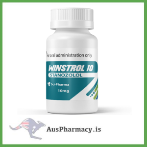 Sci-Pharma Winstrol 10mg – Educational Illustration in Steroid and Hormone Studies Educational image depicting Sci-Pharma Winstrol 10mg tablets alongside a conceptual molecular diagram illustrating Stanozolol’s chemical structure and endocrine interactions for academic study.