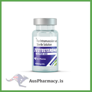 Sci-Pharma Super Test 400 mg/ml – Multi-Ester Testosterone Educational Model Educational image displaying Sci-Pharma Super Test 400 mg/ml with molecular diagrams of testosterone esters, illustrating the chemical principles of multi-ester hormone formulation for research and academic teaching.